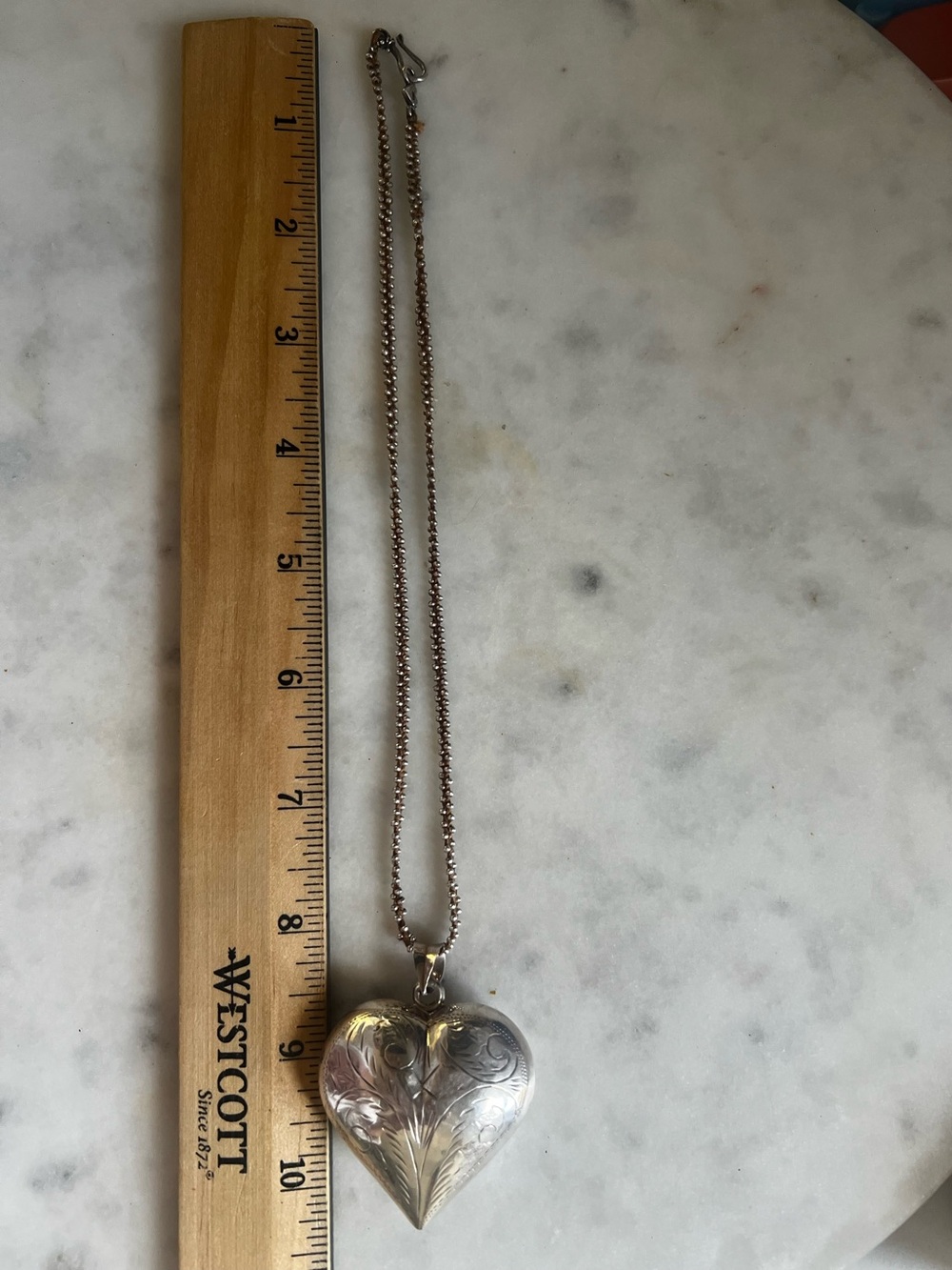 Vintage Sterling Silver Oversized 2” Puffy Heart Necklace 925 Statement 22g - Picture 10 of 16